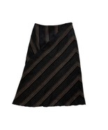 Weekend MAX MARA Womens Skirt Black Brown Striped A-Line Knee Length Lin... - £27.95 GBP