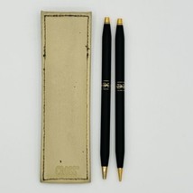 Cross Pen &amp; Pencil Set Matt Black w/ Gold Leaf Scroll Design - Vintage - $34.64