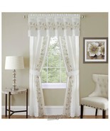 Fairfield 5-Piece Window Set Two Panels White 55&quot;X63&quot; 15&quot;L Valance 2 Tie... - $415.10 MXN