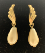 Vintage Winged Faux Pearls Dangle Drop pEarrings Fashion Jewelry Accesso... - $13.55 CAD