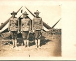 Vtg Postcard RPPC Cyko - 3 WWI Era Soldiers Full Uniform at Attention by... - $27.67