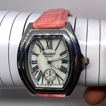 Ladies Precision by Gruen Silver Tone Pink Leather Watch Working New Bat... - $27.16