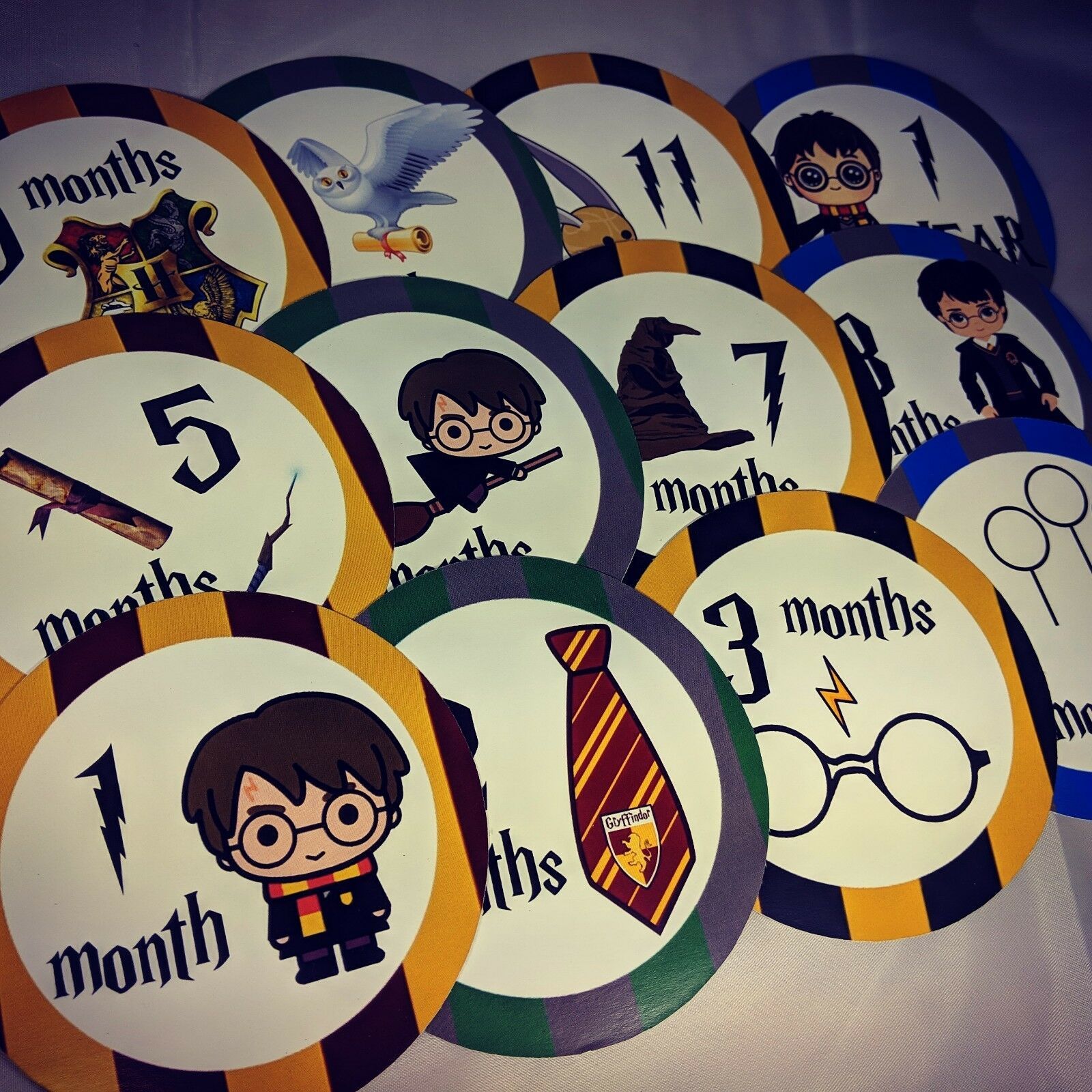 Harry Potter themed monthly bodysuit baby stickers