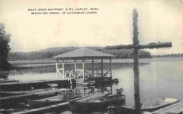 Imago Dei Lutheran Camp Boat Dock Hatley Wisconsin 1940s postcard - £5.51 GBP