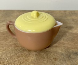 Vintage Hazel Atlas Little Hostess Moderntone Childrens Teapot Beige Lemon Lid - £29.59 GBP