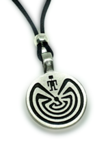 Man in the Maze Necklace Life Pendant Beaded Corded Tohono Hopi Native Indian - £7.00 GBP