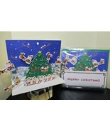 Vintage 1998 Sanrio Mini Christmas Pop Up Mini Message Card Flying Santa... - $26.59