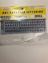 AM-23 Russell dri- transfer lettering  3 sheets black alphabet 1/4 inch high 796 - £6.04 GBP