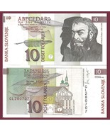 Slovenia P11a, 10 Tolar, Author Trubar, quill pen / St. Ursula&#39;s church UNC - $1.99