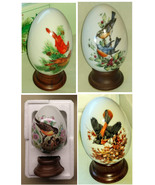 Porcelain Eggs Birds Artwork Four Seasons Avon 1984 Set of 4 w Stands &amp; ... - $49.99