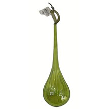 Christmas Traditions Green Clear Teardrop Ornament 10&quot; Ribbed Glass - £7.74 GBP
