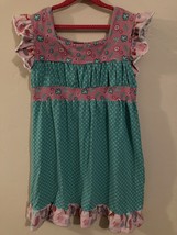 JELLY the PUG Sz 12 Pink Aqua Sleeveless Dress Ruffle Trim Mermaids Collection  - £8.96 GBP