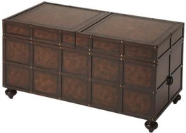 Storage Coffee Table Cocktail French Country Bun Feet Cocoa Antique Brass - £888.42 GBP