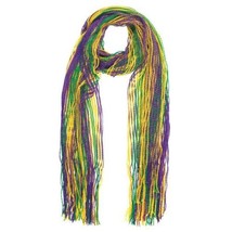 Mardi Gras Scarf 68&quot; Purple Green Gold Open Weave - $14.43