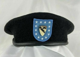Us Army Infantry Regiment BLACK  Beret 1st Team  Cavalry Division Military Hat A - £71.47 GBP