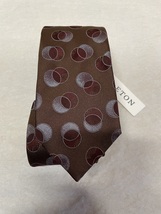  Eton Geometric Polka Dots Italian Silk Tie, Color Brown - £39.74 GBP