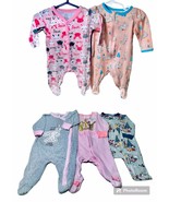 Baby Girl Size 0-3M Set Of 5 Mixed Brands Footed Zip Snap Sleepers Disne... - €7,71 EUR