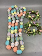 Springtime Easter Egg Garland And 2 Small Wreaths - $24.74