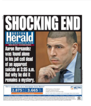 Aaron Hernandez Ex Patriots Suicide Boston Herald Shocking End 4-20-17  - £19.44 GBP
