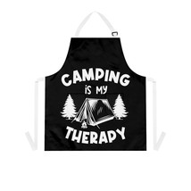Personalized Camping Is My Therapy All-Over Print Grilling Apron with Po... - £22.23 GBP