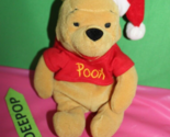 Disney Store Winnie The Pooh Santa Pooh Bean Bag Plush Stuffed Animal Toy - £15.54 GBP