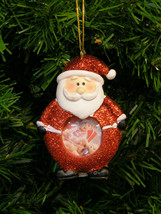 SANTA w/RED GLITTER SUIT MAGNETIC PICTURE FRAME CHRISTMAS TREE ORNAMENT - $8.88