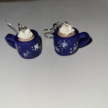 Hot Cocoa  Earrings Silver Wire Chocolate Cocoa Snowflakes - £6.54 GBP