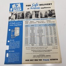 Hotpoint Appliances Delivery Data Sheet 1951 Webb Slingabouts Safe Pads ... - £14.90 GBP