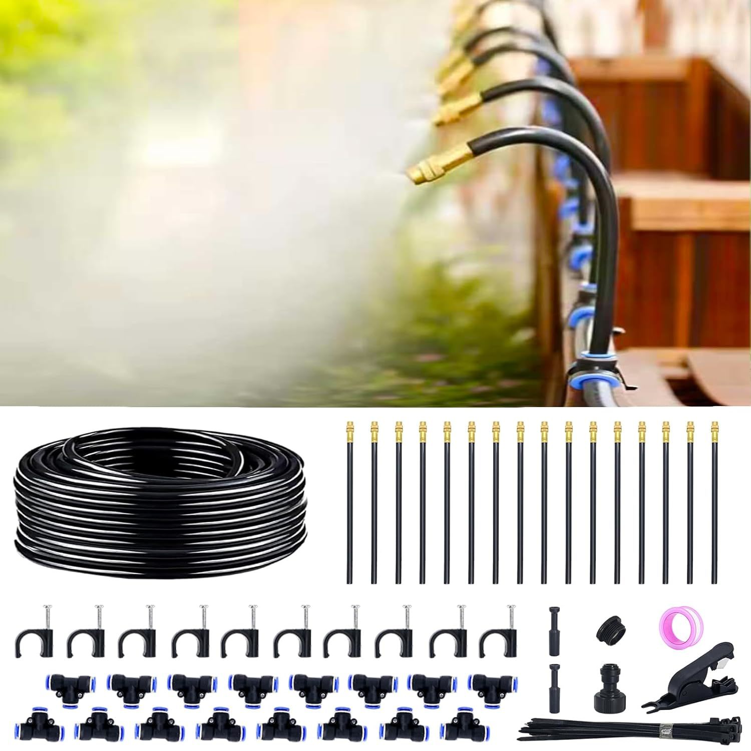 Drip Irrigation Kit, 50Ft Automatic Garden Watering System, 360, 16 Nozzles - $37.96