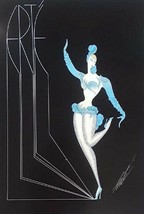 Signed Vintage  Erte Wings of a Show Girl - Blue dress - Large Framed Art Print - £557.01 GBP