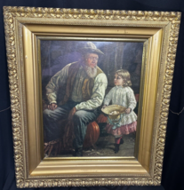 Antique Litho American Farmer By T W Wood 1882 Gold Gesso Wood Frame 24x28 - £94.91 GBP