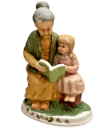 Vtg Porcelain Figurine Grandmother Granddaughter Reading Book 6.5&quot; Colle... - $15.15 CAD