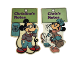 2 VINTAGE DISNEY MICKEY + MINNIE NAME CHRISTINE CHRIS PLASTIC MAGNETS - $23.75