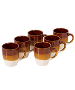 Gibson Home Yellowstone 6 Piece 12 Ounce Stoneware Mug Set in Brown and ... - $59.43 CAD