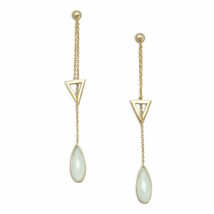 Women&#39;s Unique 14k Gold Plated Lariat Style Stud Chalcedony Dangle Drop Earring - £97.66 GBP