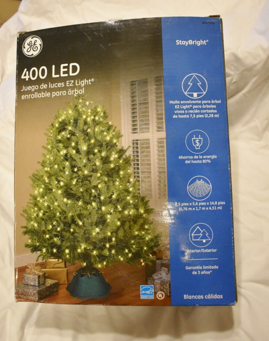 GE StayBright Warm White 400 LED Christmas Tree Wrap Net Lights Indoor Outdoor - $35.59