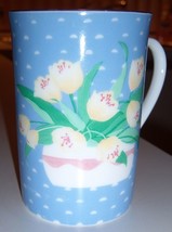 Otagiri Curtis Swann Ceramic Mug Cup Blue W Flower Bouquet Vtg New - £14.04 GBP