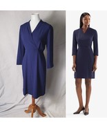 NWT MM LaFleur Niko 2.0 Dress Size 8 in Deep Indigo V Neck Long Sleeve - £108.87 GBP
