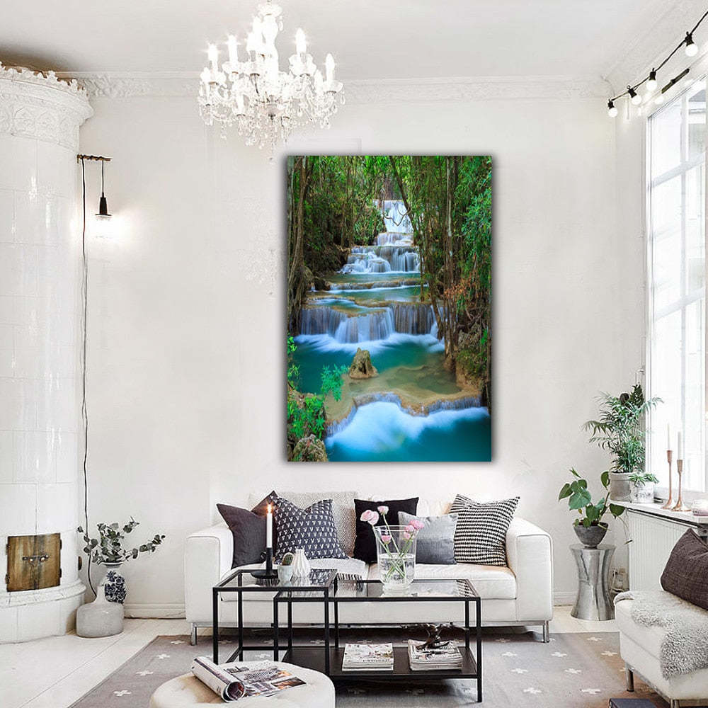Modern Wall Art Waterfall Landscape Picture FRAME AVAILABLE HQ Canvas Print Item image 5