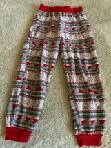 Merry Wear Boys Red White Gray Santa Hats Puppy Paws Fleece Pajama Pants 4T - $4.90