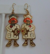 Vintage TWO HANDS Nurse Enamel Hook Earrings  - $9.41