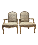 Vintage French Bergere Chairs Nail Head Trim Distressed Finish Beige Fla... - $2,995.00