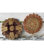 Boho Vintage Rattan Woven Trivets 2 Hot Pads Kitchen Decor Mocha Tan Bge... - $26.77 CAD