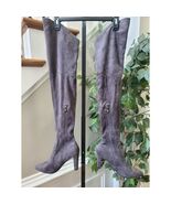 Gray Women&#39;s Suede Leather Pointed Toe Block Heel Knee High Boots Size 4... - €29,57 EUR