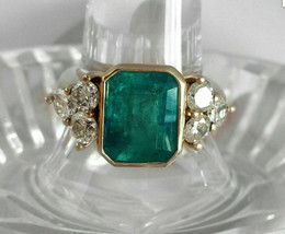 2.45Ct Emerald Cut Green Emerald Antique Vintage Ring 14K Yellow Gold Over - £65.88 GBP