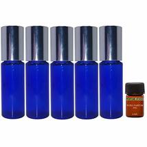 Perfume Studio 5ml Blue Cobalt Glass Roller Bottles with Shiny Silver Cap for Es - £9.29 GBP