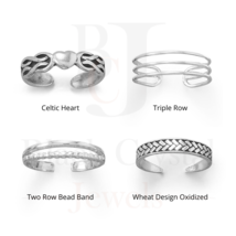Adjustable Toe Ring Lovely Celtic Heart Triple Row Wheat Design Oxidized Rings - $17.69+