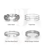 Adjustable Toe Ring Lovely Celtic Heart Triple Row Wheat Design Oxidized... - £13.91 GBP+