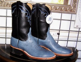 Anderson Bean Blue Jean Smooth Ostrich Crepe Sole Cowboy Boots 8.5 B Lad... - $300.00
