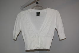 Vanity Midriff Cardigan Style Cotton Sweater White Off White Juniors Size S - £8.66 GBP
